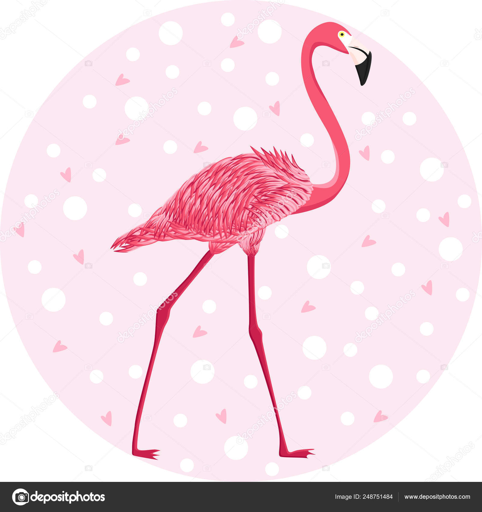 Cute Pink Flamingo Pastel Background Vector Illustration Eps