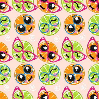 kireç, gözlük - vektör çizim, eps turuncu ile Seamless Modeli