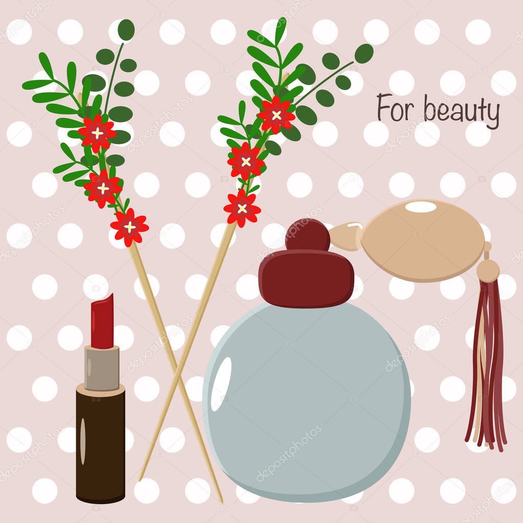 vintage things for beauty  - vector illustration, eps