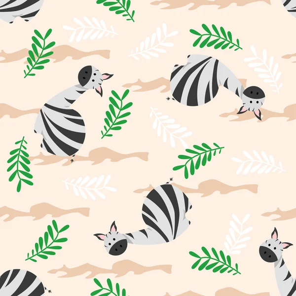 Modello Senza Soluzione Continuità Con Zebra Carino Illustrazione Vettoriale Eps — Vettoriale Stock