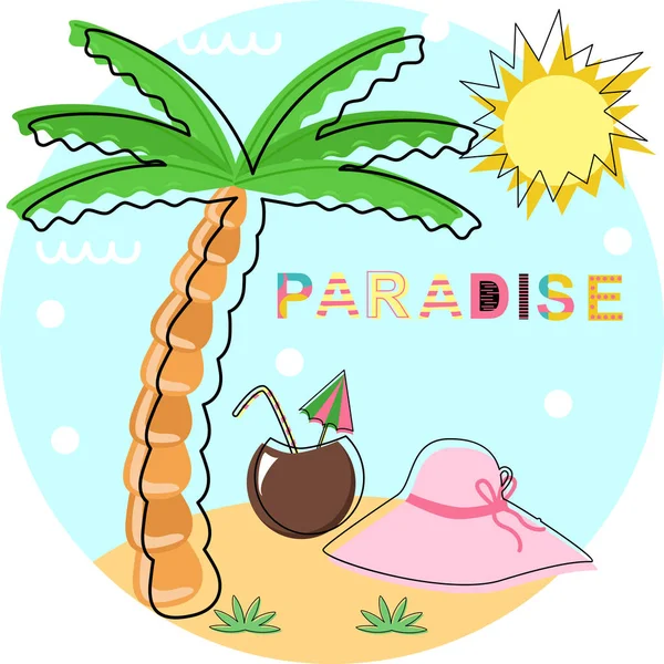 Affiche Paradis Été Illustration Vectorielle Eps — Image vectorielle