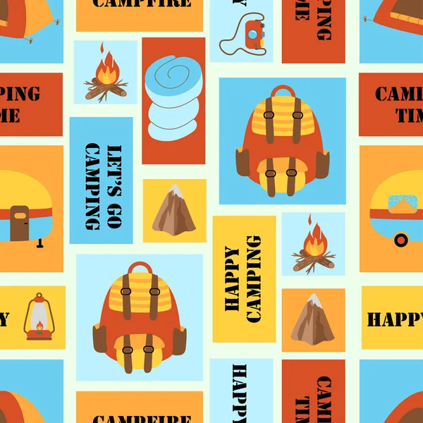 Motif Sans Couture Avec Des Éléments Camping Illustration Vectorielle Eps — Image vectorielle