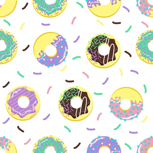 Nahtloses Muster Mit Süßen Donuts Vektor Illustration Eps — Stockvektor