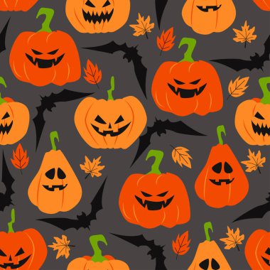 kabak ile halloween dikişsiz desen - vektör illüstrasyon, eps