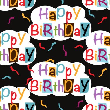 siyah arka plan üzerinde sorunsuz desen Happy Birthday - vektör illüstrasyon, eps
