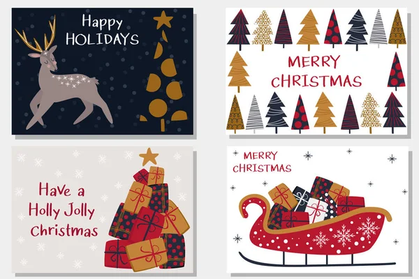 Set Isolated Christmas Cards Part Vector Illustration Eps — Stock Vector