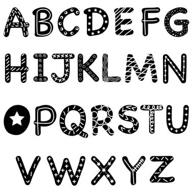 Alfabenin izole harfleri - vektör illüstrasyonu, eps