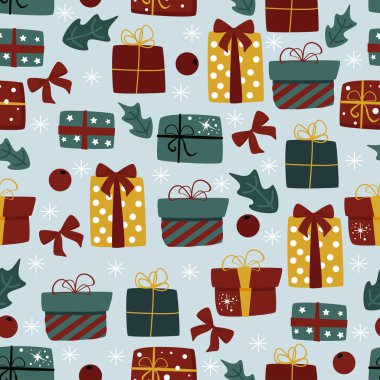 Noel hediyeleri ile kusursuz desen - vektör illüstrasyonu, eps