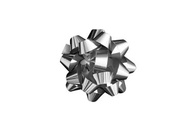 Gümüş yay tatil Hediyelik dekorasyon beyaz arka plan üzerinde izole. Üstten Görünüm.