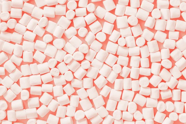 Levend Koraal Kleur Van Het Jaar 2019 Witte Marshmallows Trendy — Stockfoto