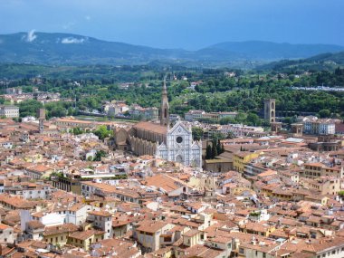 Floransa cityscape. Duomo Katedrali üstünden havadan görünümü. Toskana, İtalya