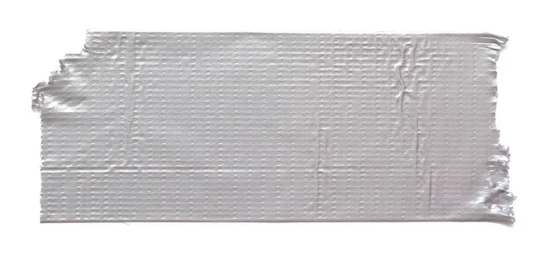 Silver Adhesive Duct Tape Piece Torn Isolated White Background Closeup — Stock Photo, Image