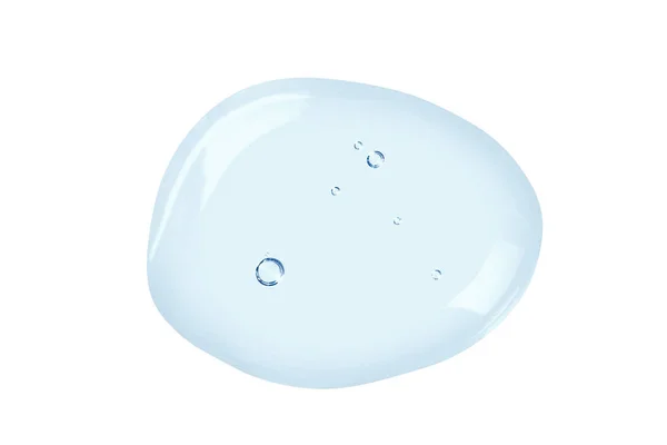 Kabarcıklar ile Mavi kozmetik jel doku. Beyaz arka planda izole edilmiş sıvı damlası temizleyin