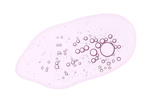 顔の血清の質感 白い背景に分離された泡の塗りつぶしが付いているピンクの透明な液体ゲル — ストック写真