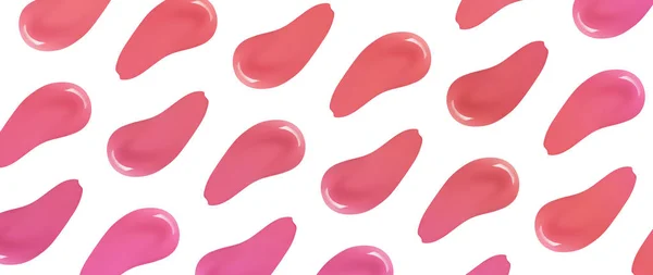 口红涂抹图案 液体唇膏污迹 粉红色红色珊瑚化妆产品色板隔离在白色背景 — 图库照片