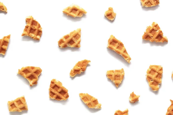 Waffle Background Wafer Cone Pieces Isolated White — Stock Photo, Image
