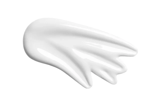 Beyaz kozmetik krem komik şekil smear. Beyaz arka planda izole losyon leke. Güzellik Cilt Bakım ürün tokatlamak. Bb krem dokusu.