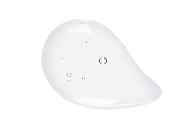 Serum dokusu. Beyaz arka planda izole edilmiş kabarcıklar swatch ile temiz sıvı jel.