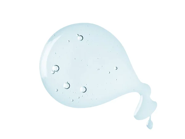 Kabarcıklar ile Mavi kozmetik jel doku. Beyaz arka planda izole edilmiş sıvı damlası temizleyin