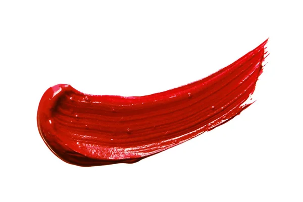 Lipstick Uitstrijkje Smudge Swatch Geïsoleerd Witte Achtergrond Crème Make Textuur — Stockfoto