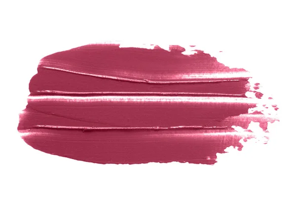 Lipstick Uitstrijkje Smudge Swatch Geïsoleerd Witte Achtergrond Crème Make Textuur — Stockfoto