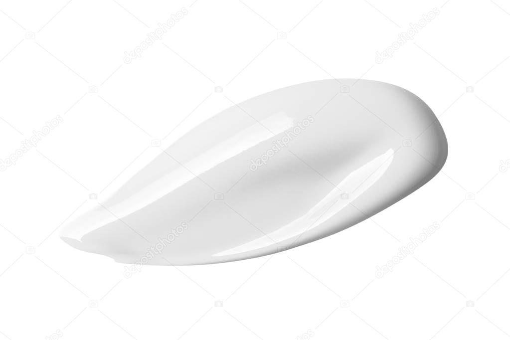 White cosmetic cream lotion smear smudge swipe isolated on white background