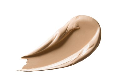 Makyaj kremi lekesi izole edildi. Beyaz arka planda gizleyici kumaş örnekleri. Kremsi güzellik ürünü dokusu