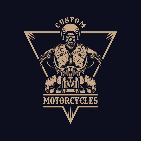 Motociclista Homem Emblema Vetor Ilustração —  Vetores de Stock