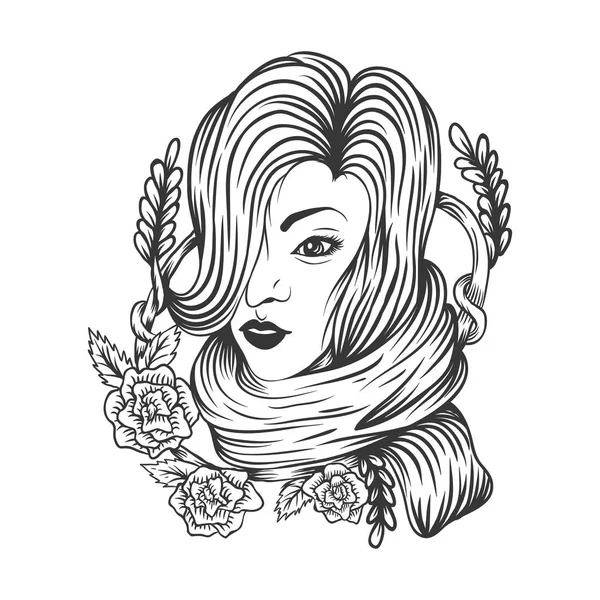 Femme Rose Décoration Fleurs Pour Votre Entreprise Marque — Image vectorielle