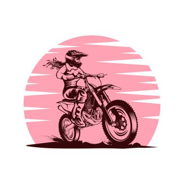 Kadın Motocross vektör tasarım çizim şirket ya da marka için