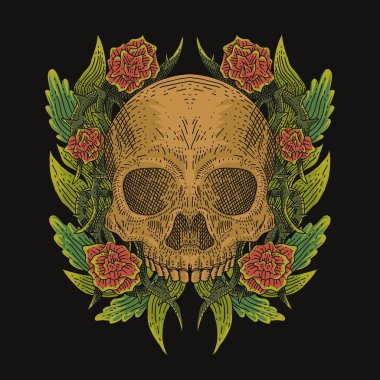 Kafatası dekorasyon vektör çizim şirket ya da marka için