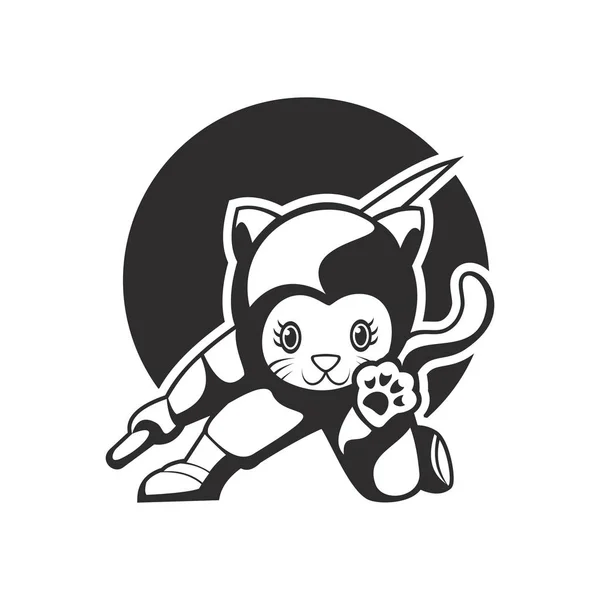 Katt Ninja Maskot Fantastisk Design För Ditt Företag Eller Varumärke — Stock vektor