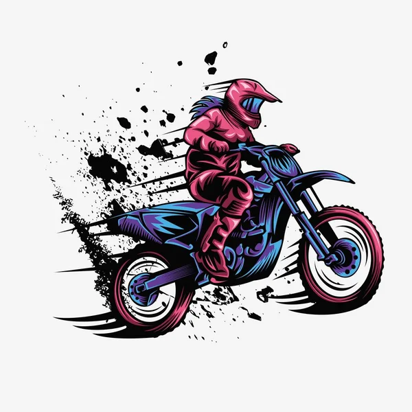 Ragazza Motocross Vettoriale Disegno Illustrazione — Vettoriale Stock