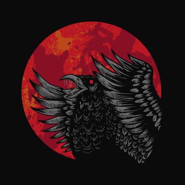 Karga Red Moon vektör çizim