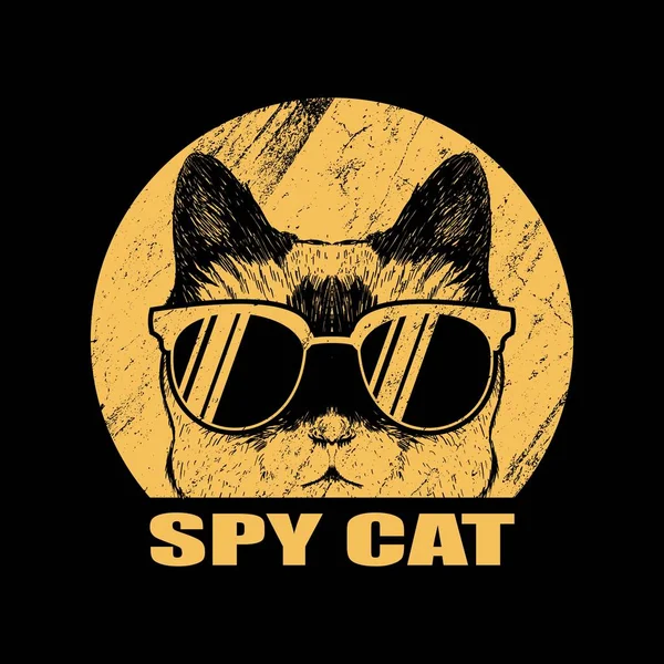 Spion Katze Brille Vektor Illustration — Stockvektor