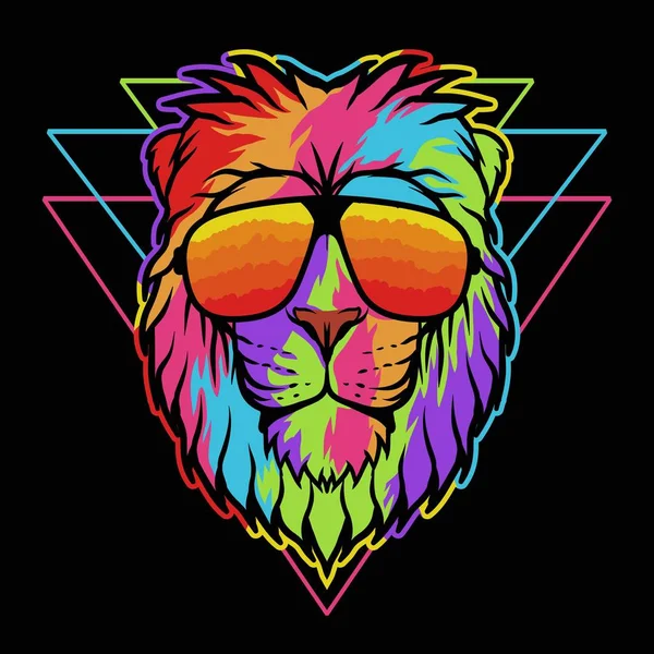 Óculos Leão Ilustração Vetorial Colorido — Vetor de Stock
