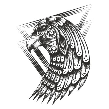 Kartal Kafa Vintage Vektör illüstrasyon