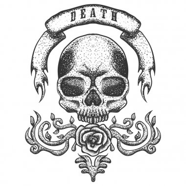 kafatası vintage şerit vektör illüstrasyon