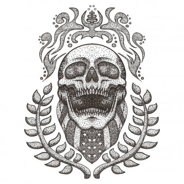 Skull bandana usa bayrak vintage vektör illüstrasyon