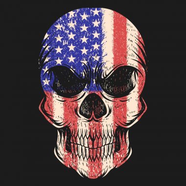Skull Usa bayrak Vektör illüstrasyon