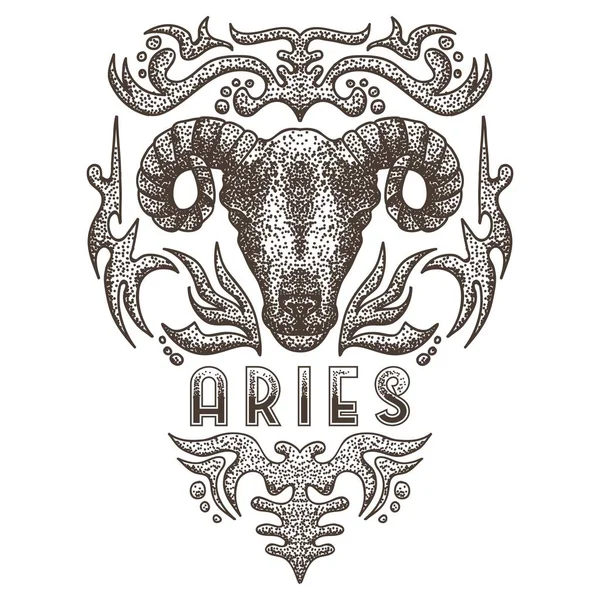 Zodiac Aries Vintage Vetor Ilustração —  Vetores de Stock