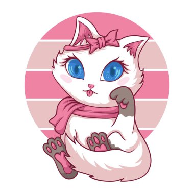 sevimli kadınsı kedi vektör illüstrasyon