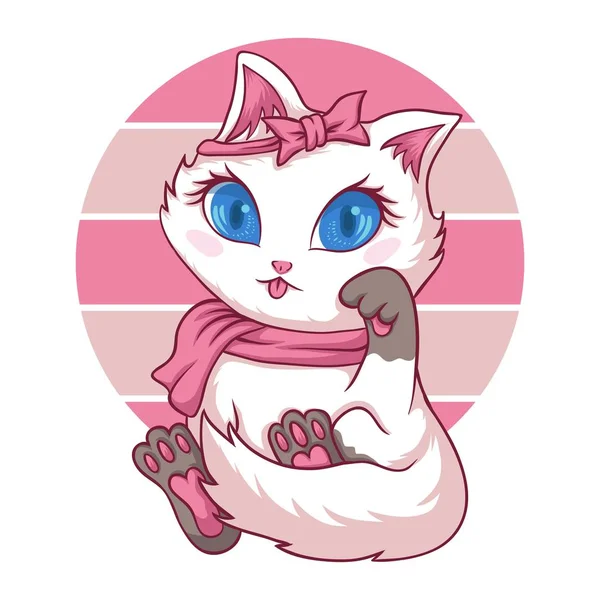 Cute Feminine Cat Vector Illustration — Stock Vector