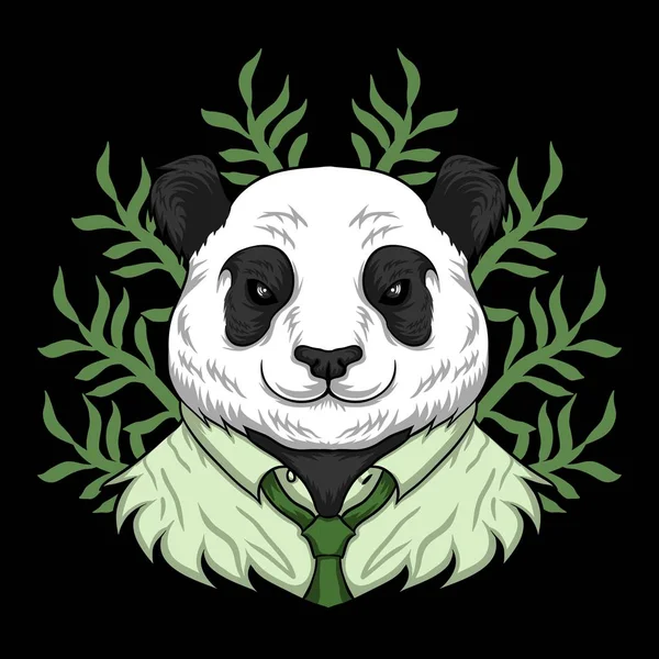 Panda Arbete Tecknad Vektor Illustration — Stock vektor