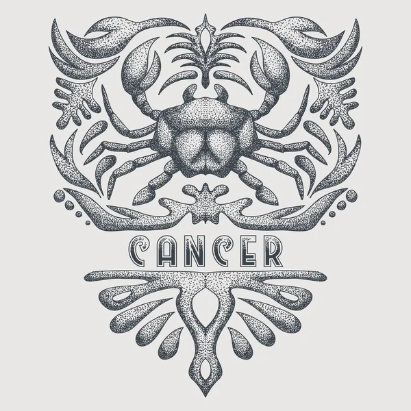 Vintage Cáncer Zodiaco Vector Ilustración — Vector de stock