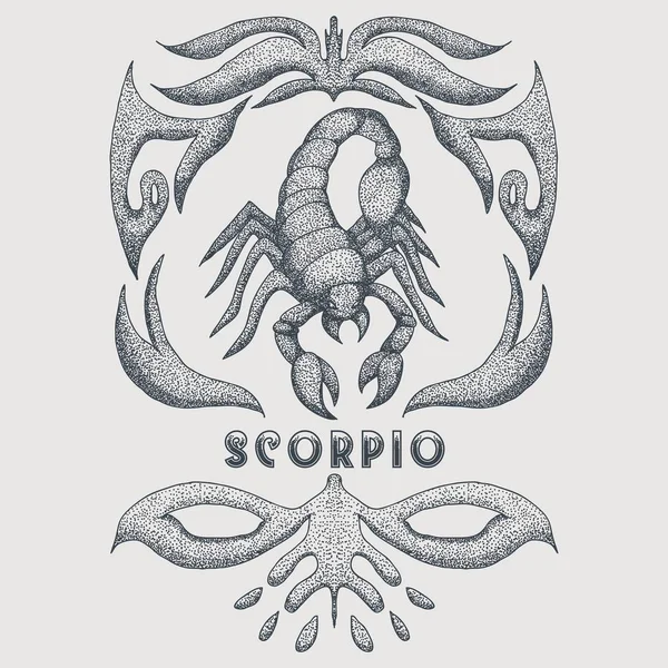 Scorpio Zodiac Vintage Vector Illustration — Stock Vector