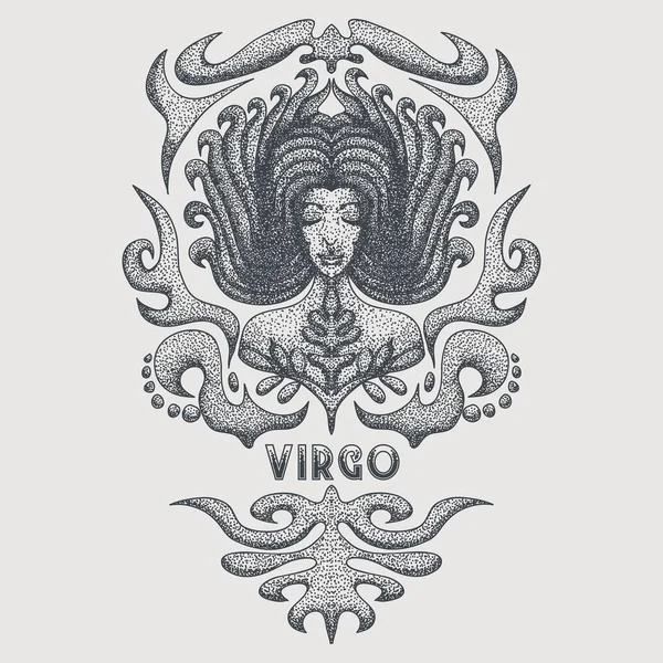 Virgo Zodiaco Vintage Vettoriale Illustrazione — Vettoriale Stock