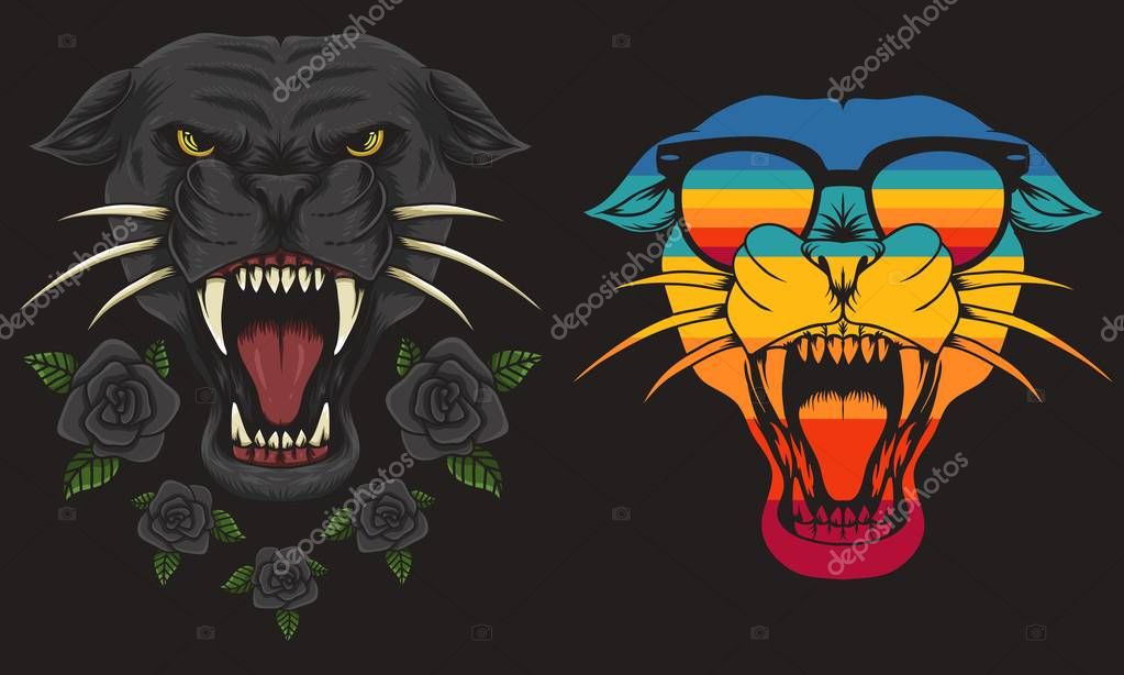 Panther cool Retro vector illustration for your company or brand
