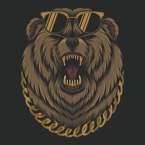 Angry Cool Bear Ilustracji Wektorowych Dla Twojej Firmy Lub Marki — Wektor stockowy