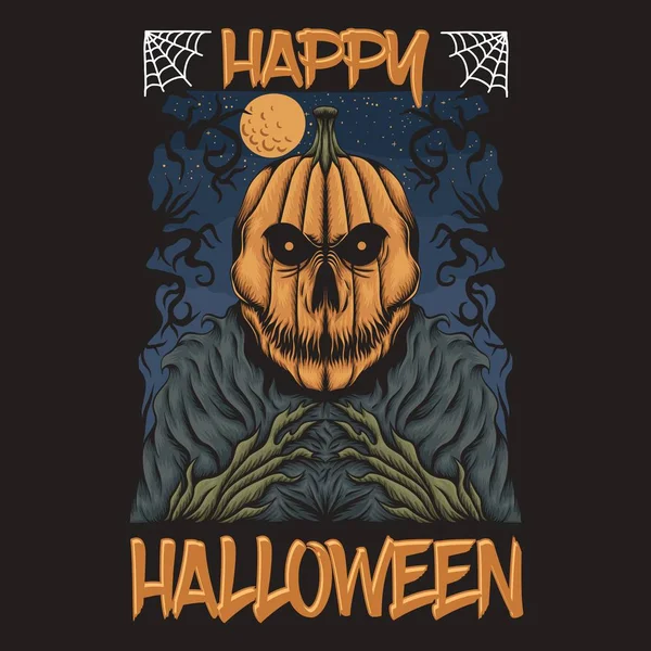 Tök Boldog Halloween Vektor Illusztráció — Stock Vector